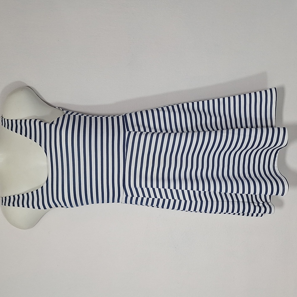 Divided Navy and White Striped A-Line Tank Dress